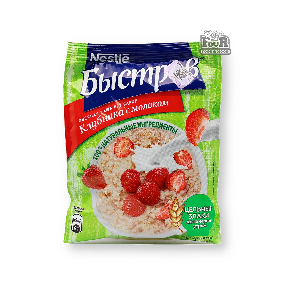 Instant oatmeal porridge "Nestle Bistrov" with strawberries and milk 40g